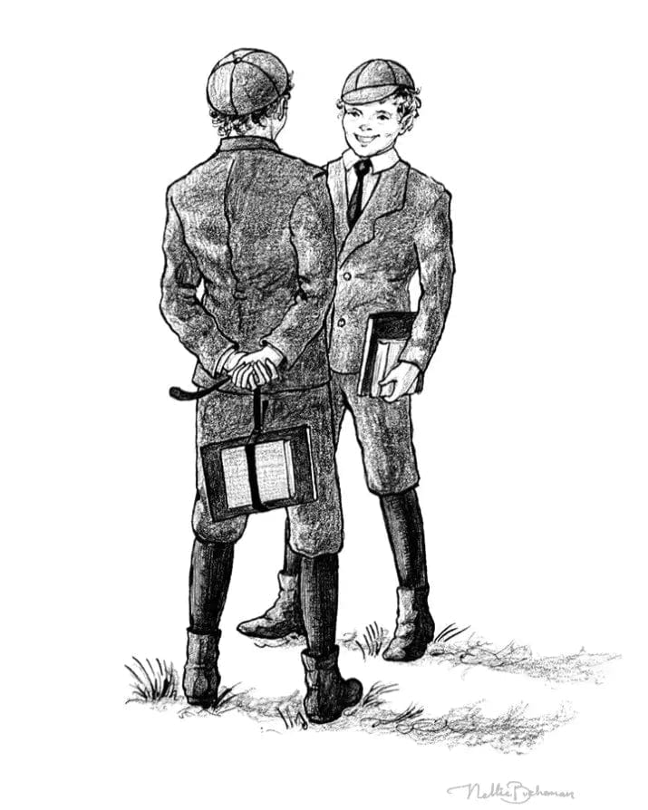 two English schoolboys talking