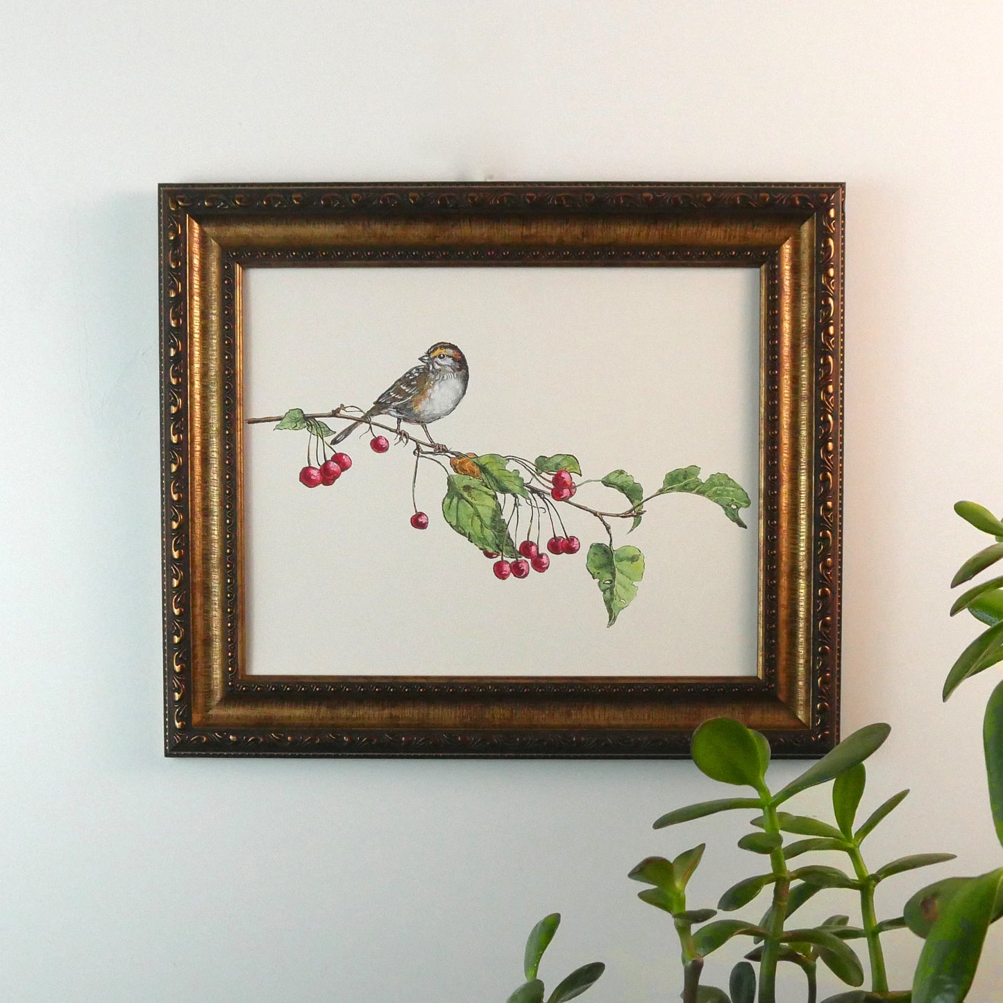 Sparrow with Crabapples